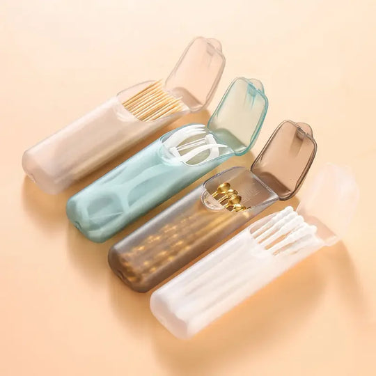 Portable toothpick floss case compact travel organizer