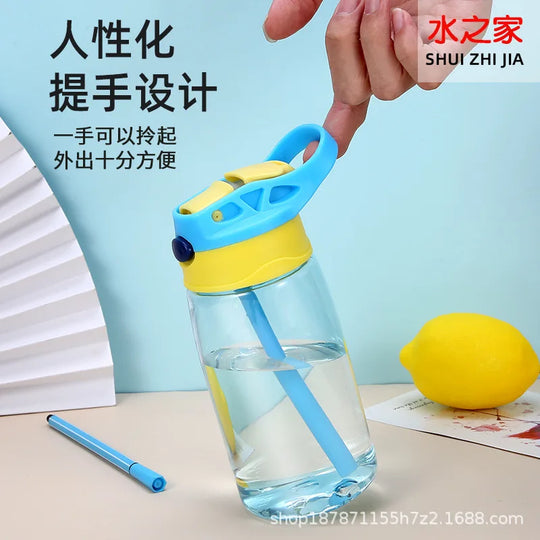 SpongeBobs Water Bottle Children Drinking Bottles with Straw Cartoon Letter A-z Portable Drinking Cup Boys Summer Gym Sports Jug