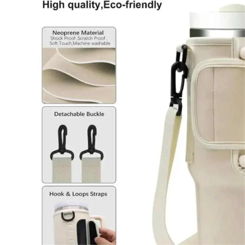 30/40OzWaterBottle Crossbody Bag Reusable Water Bottle Accessory Portable Water Bottle Cooler Bag with Adjustable Shoulder Strap