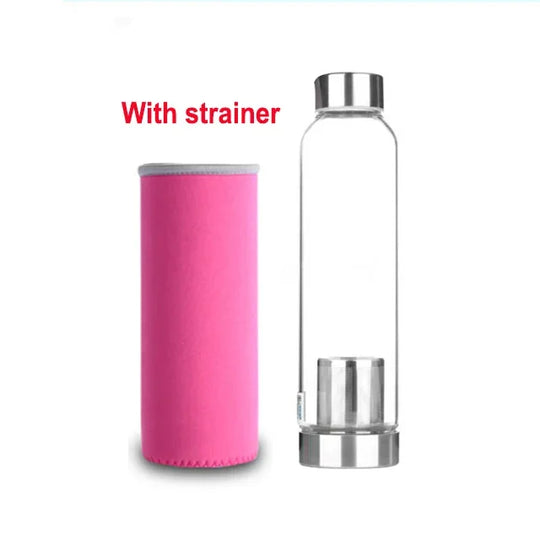 Upors 360ml 550ml Sport Style Glass Water Bottle Portable Bicycle Tour Solid Transparent Office Bottle