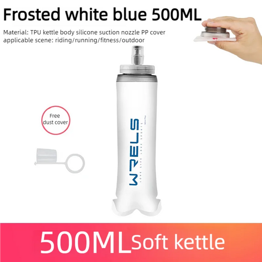 WRELS Sport Water Bottle Soft Flask Folding 500ml TPU BPA Free Running Hydration Marathon Foldable Silicone Water Bottle Frostin