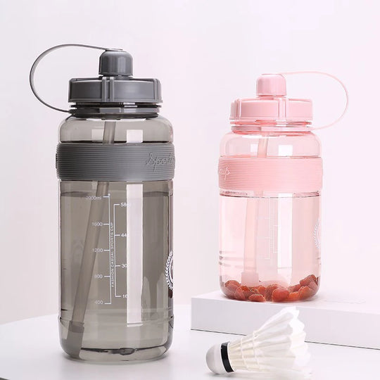 New Sport Water Bottle BPA Free Sport Drinking Water Bottle with Straw 1L 2L Plastic Water Drinking Bottle for Water