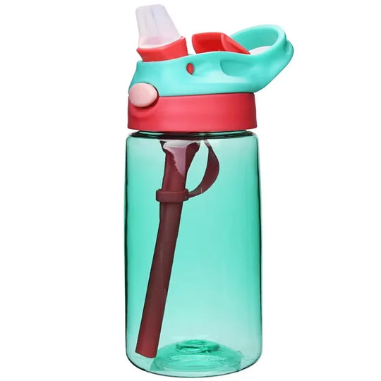 Kids Water Bottle with Straw &amp; Handle - 16 oz BPA Free Kids Water Bottles, Spill Proof, Easy-Clean, Dishwasher Safe - Cute Dino