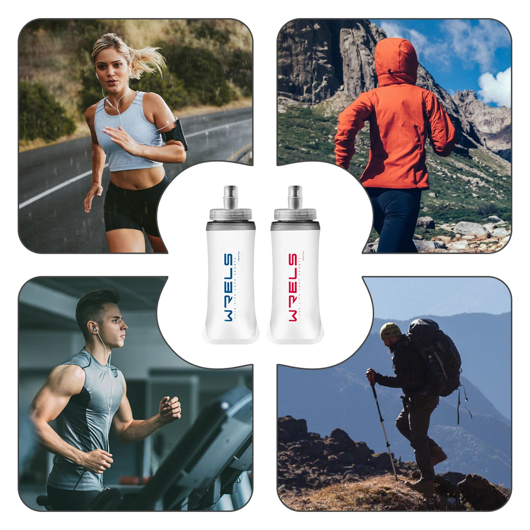 WRELS Sport Water Bottle Soft Flask Folding 500ml TPU BPA Free Running Hydration Marathon Foldable Silicone Water Bottle Frostin