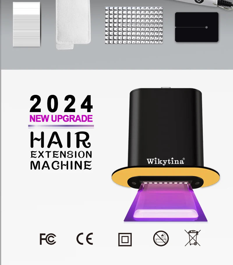 Advanced V Light Hair Extensions Kit Tape-In Extensions with High-Tech UV Machine and Glue for Quality Salon Use Seamless Hair