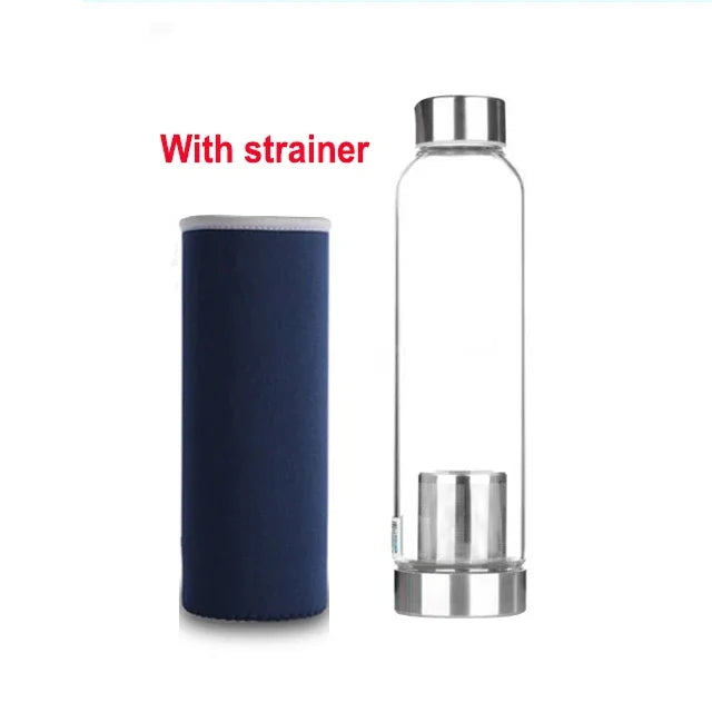 Upors 360ml 550ml Sport Style Glass Water Bottle Portable Bicycle Tour Solid Transparent Office Bottle