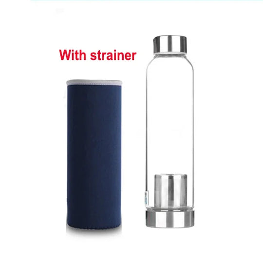 Upors 360ml 550ml Sport Style Glass Water Bottle Portable Bicycle Tour Solid Transparent Office Bottle