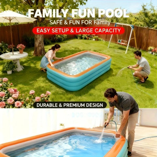 Piscine gonflable pour fêtes aquatiques en extérieur, piscine rectangulaire pliable pour adultes et enfants, idéale pour s&