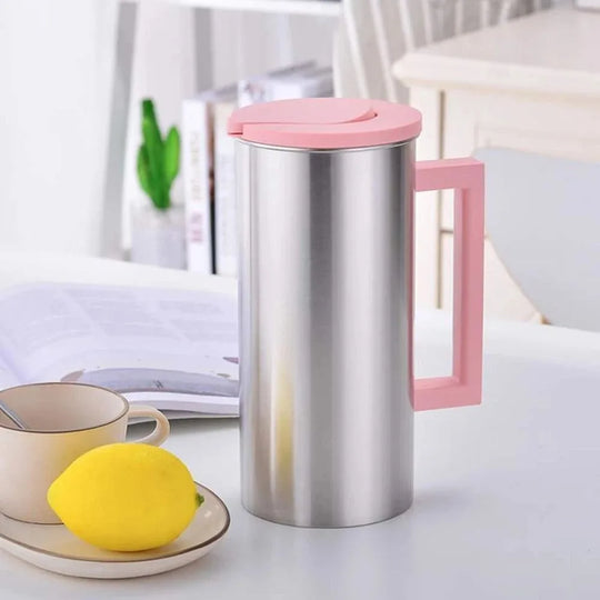 1.8 Liter Water Bottle Stainless Steel Flip Top Lids Large Water Pitcher Jug Single Layer Thickened Drinks Juice Beverage Jugs