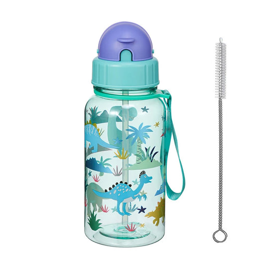Kids Straw Water Bottle With Sliding Lids and Straw Brush 500ml BPA Free Children&