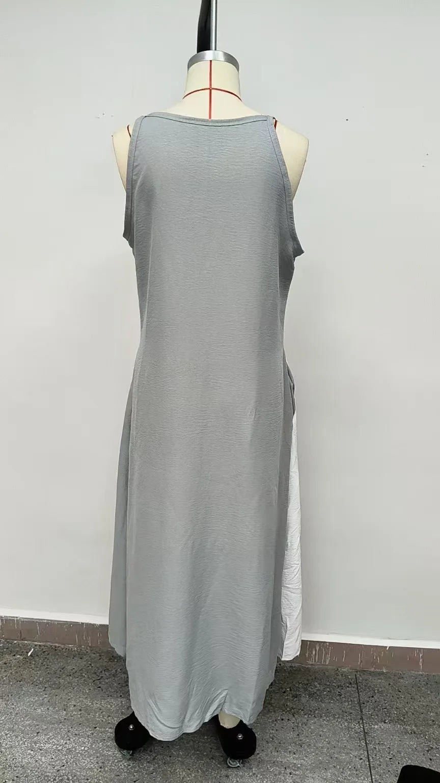 Robe femme sans manches color block épaules dénudées – Vue principale