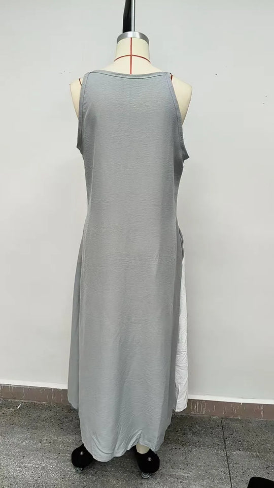 Robe femme sans manches color block épaules dénudées – Vue principale