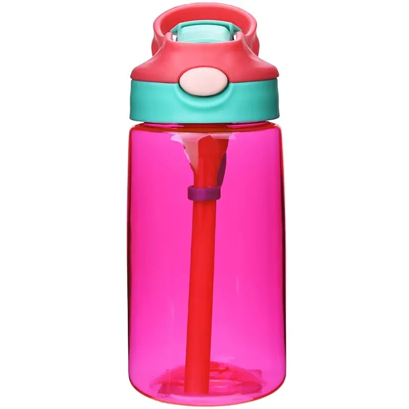 Kids Water Bottle with Straw &amp; Handle - 16 oz BPA Free Kids Water Bottles, Spill Proof, Easy-Clean, Dishwasher Safe - Cute Dino