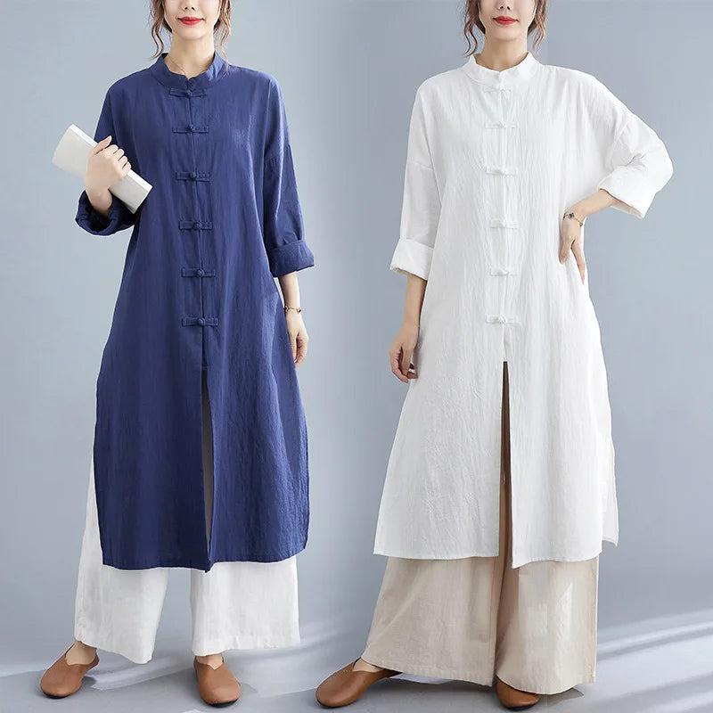 Vêtement chinois traditionnel femme coton manches longues – Vue principale