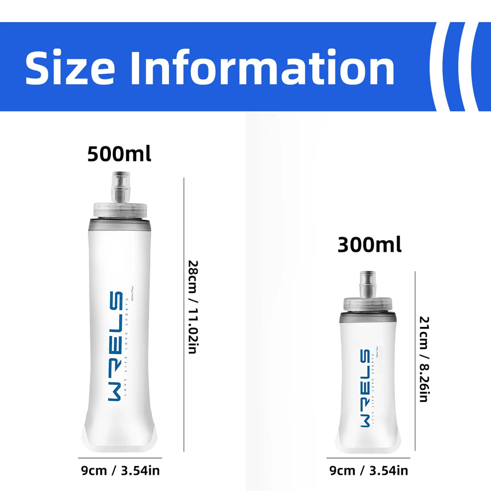 WRELS Sport Water Bottle Soft Flask Folding 500ml TPU BPA Free Running Hydration Marathon Foldable Silicone Water Bottle Frostin