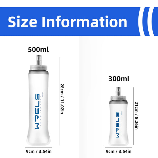 WRELS Sport Water Bottle Soft Flask Folding 500ml TPU BPA Free Running Hydration Marathon Foldable Silicone Water Bottle Frostin