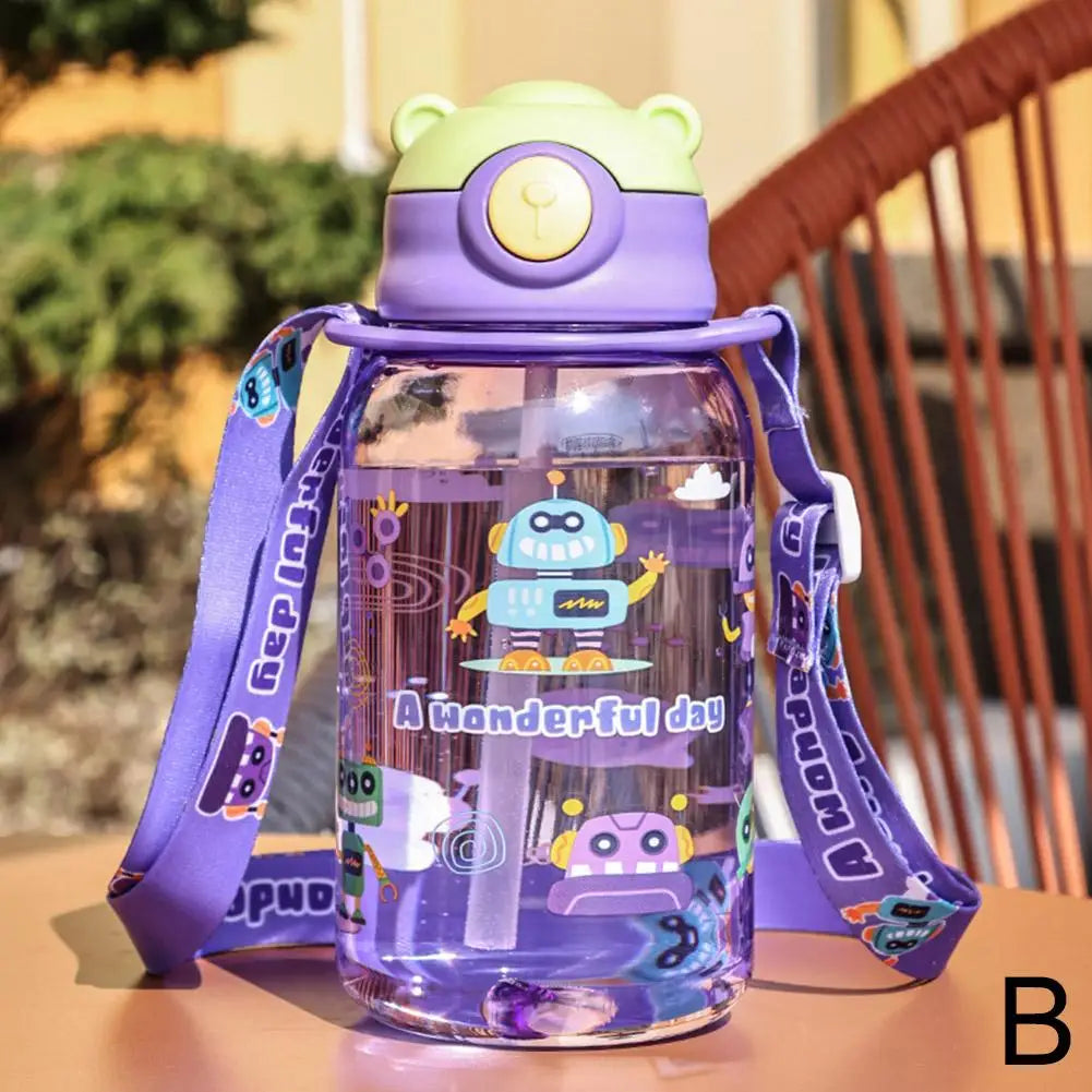 Cute Kids Water Bottle with Straw Free BPA Leakproof Outdoor Portable Children&