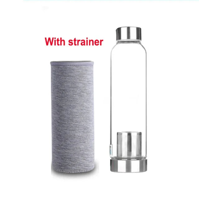 Upors 360ml 550ml Sport Style Glass Water Bottle Portable Bicycle Tour Solid Transparent Office Bottle