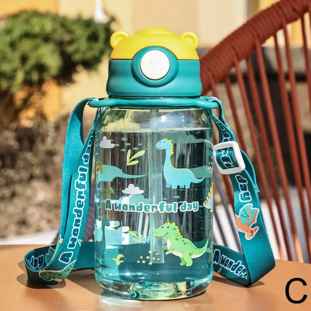 Cute Kids Water Bottle with Straw Free BPA Leakproof Outdoor Portable Children&