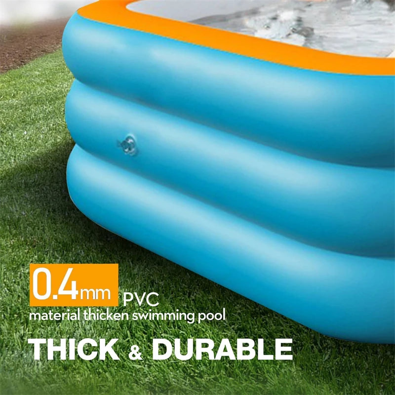 Piscine gonflable pour fêtes aquatiques en extérieur, piscine rectangulaire pliable pour adultes et enfants, idéale pour s'amuser dans le jardin.