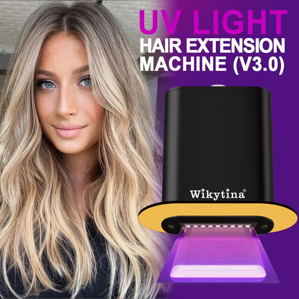 Advanced V Light Hair Extensions Kit Tape-In Extensions with High-Tech UV Machine and Glue for Quality Salon Use Seamless Hair
