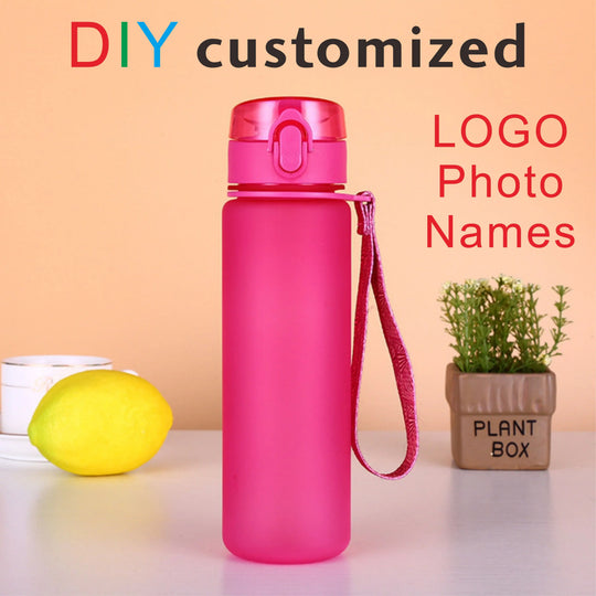 DIY 600ML Sport Bottle LOGO Name Customized Print Summer Plastic Cup Water Container Outdoor Travel Easy Take PP Full Safety