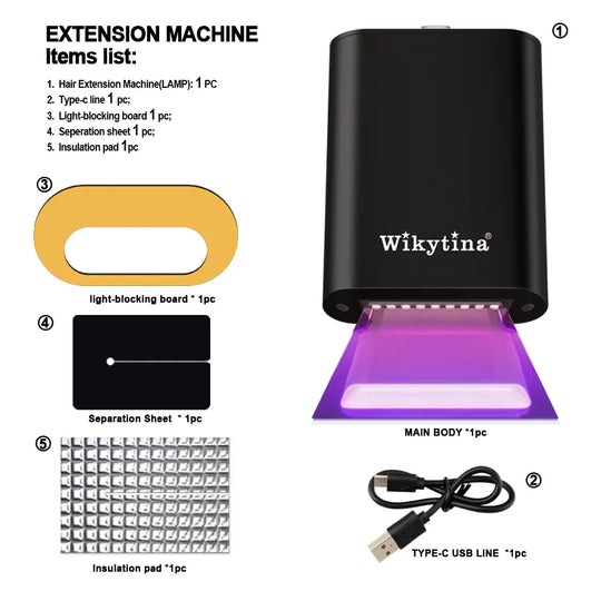 Advanced V Light Hair Extensions Kit Tape-In Extensions with High-Tech UV Machine and Glue for Quality Salon Use Seamless Hair