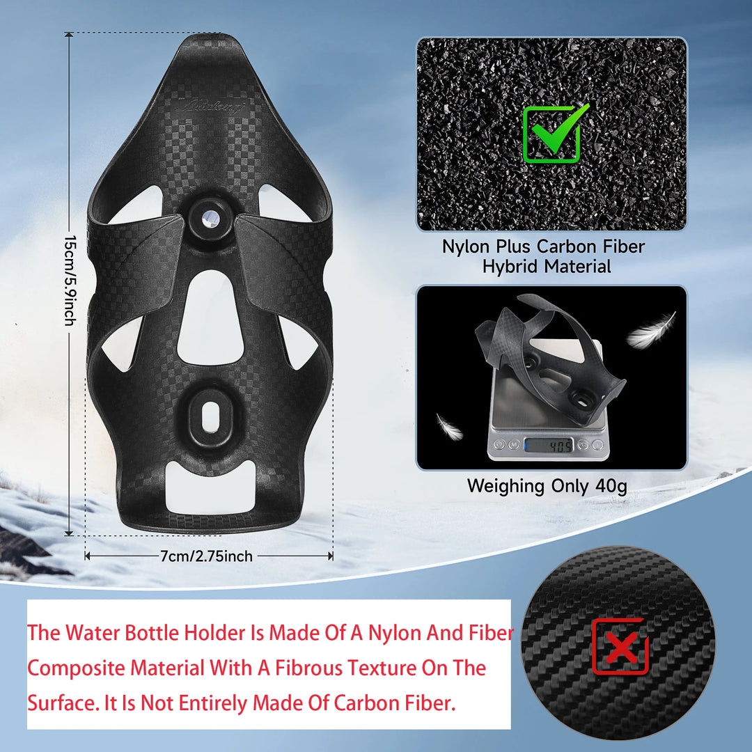 HUALONG Bike Water Bottle Holder Nylon Add Carbon Fiber Water Bottle Cage Road MTB Gravel Bikes Bicycle Water Bottl Drink Cup Ho