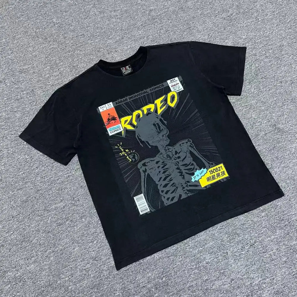 T-shirt vintage lavé imprimé homme manches courtes – Vue principale