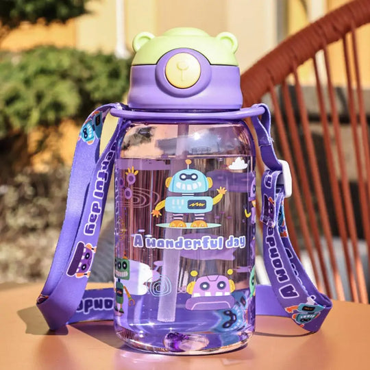 Cute Kids Water Bottle with Straw Free BPA Leakproof Outdoor Portable Children&