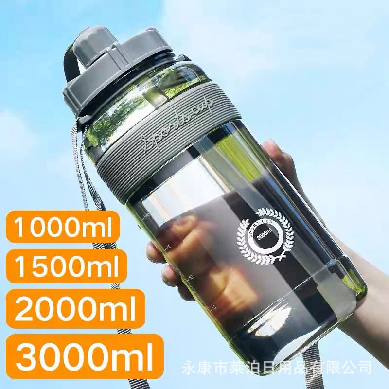 New Sport Water Bottle BPA Free Sport Drinking Water Bottle with Straw 1L 2L Plastic Water Drinking Bottle for Water