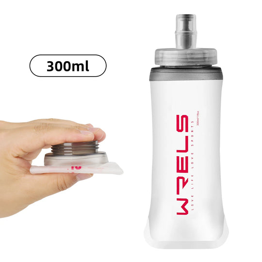 WRELS Sport Water Bottle Soft Flask Folding 500ml TPU BPA Free Running Hydration Marathon Foldable Silicone Water Bottle Frostin