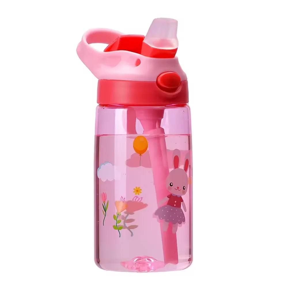Kids Water Bottle with Straw &amp; Handle - 16 oz BPA Free Kids Water Bottles, Spill Proof, Easy-Clean, Dishwasher Safe - Cute Dino