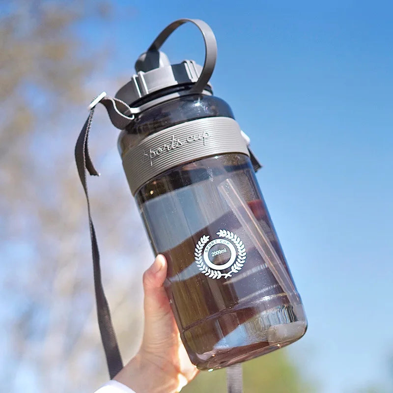 New Sport Water Bottle BPA Free Sport Drinking Water Bottle with Straw 1L 2L Plastic Water Drinking Bottle for Water