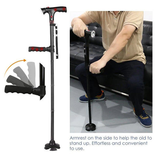 Canne de marche pliante télescopique LED avec alarme — Cadeau idéal pour seniors