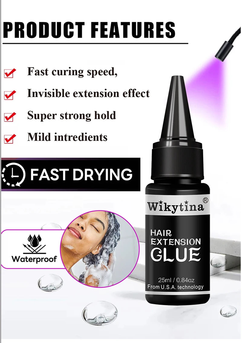Advanced V Light Hair Extensions Kit Tape-In Extensions with High-Tech UV Machine and Glue for Quality Salon Use Seamless Hair