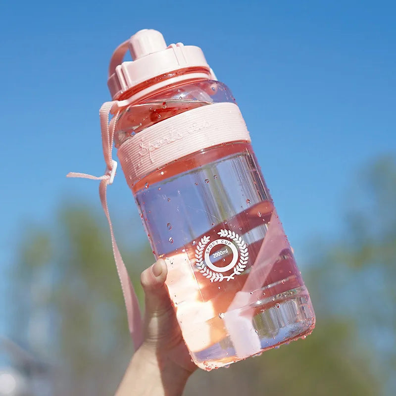 New Sport Water Bottle BPA Free Sport Drinking Water Bottle with Straw 1L 2L Plastic Water Drinking Bottle for Water