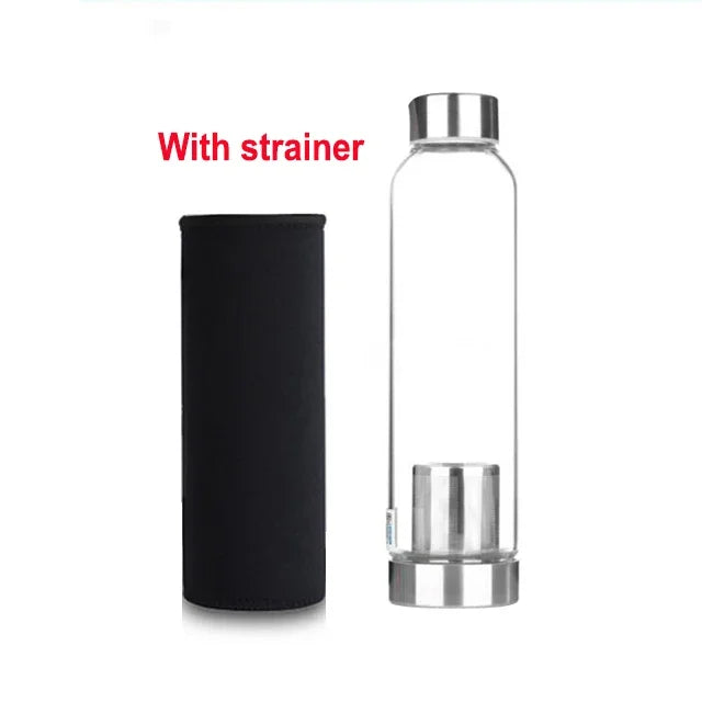 Upors 360ml 550ml Sport Style Glass Water Bottle Portable Bicycle Tour Solid Transparent Office Bottle