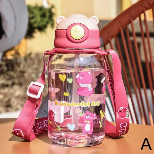 Cute Kids Water Bottle with Straw Free BPA Leakproof Outdoor Portable Children&