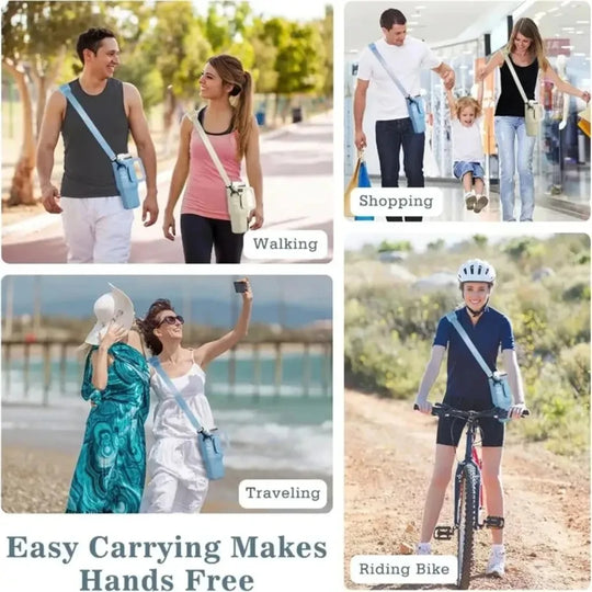30/40OzWaterBottle Crossbody Bag Reusable Water Bottle Accessory Portable Water Bottle Cooler Bag with Adjustable Shoulder Strap