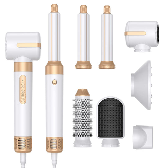 7 in 1 Professional Hair Dryer Brush 110,000 RPM Brushless Hot Air Volumizing Blow Dryer Brush Air Styling Curling Iron Wand