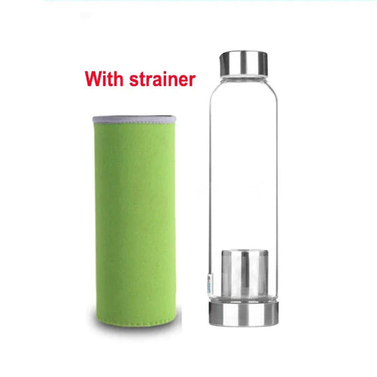 Upors 360ml 550ml Sport Style Glass Water Bottle Portable Bicycle Tour Solid Transparent Office Bottle