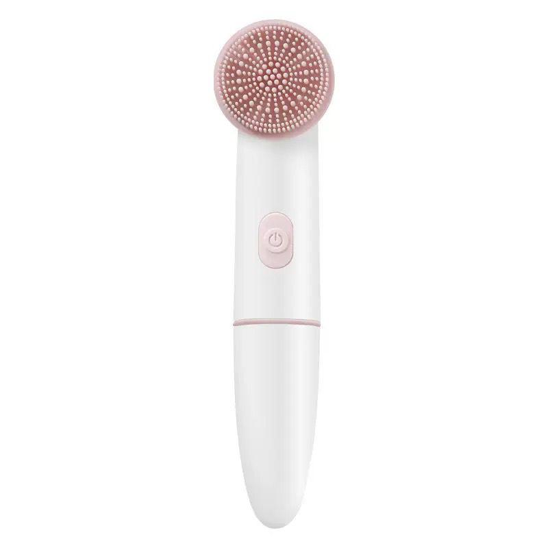 Brosse Nettoyante Visage Électrique en Silicone Rose et Blanc