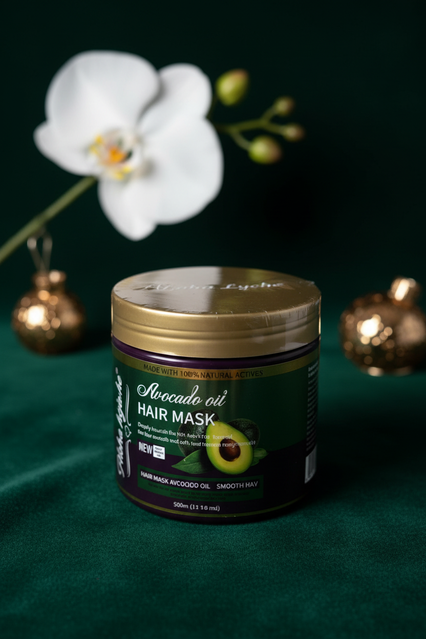 Aloha Lyche Hair Mask – Side Angle, Dark Luxury