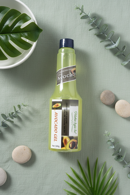 Avocado Gel – Top-Down Angle, Spa Background