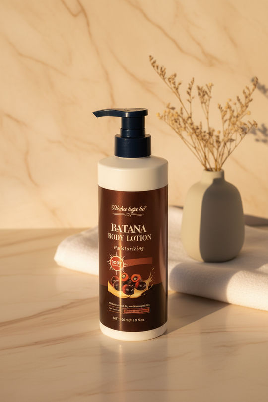 Batana Body Lotion – 45° Angle, Lifestyle Background