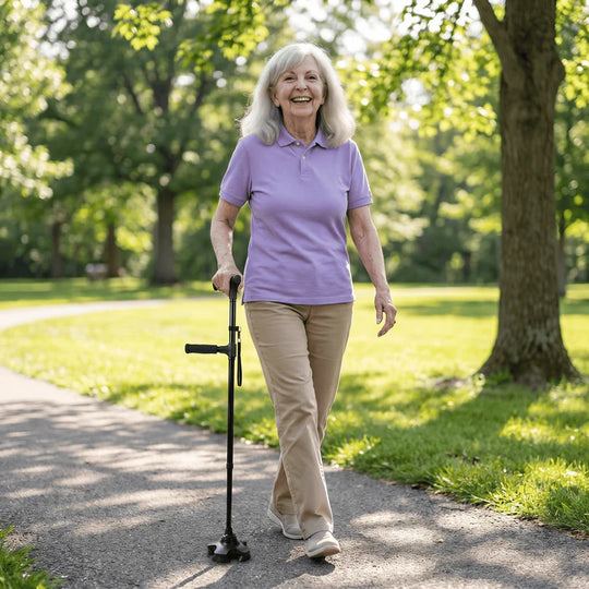 Canne de marche pliante télescopique LED avec alarme — Cadeau idéal pour seniors