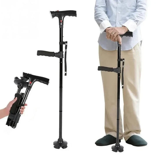 Canne de marche pliante télescopique LED avec alarme — Cadeau idéal pour seniors