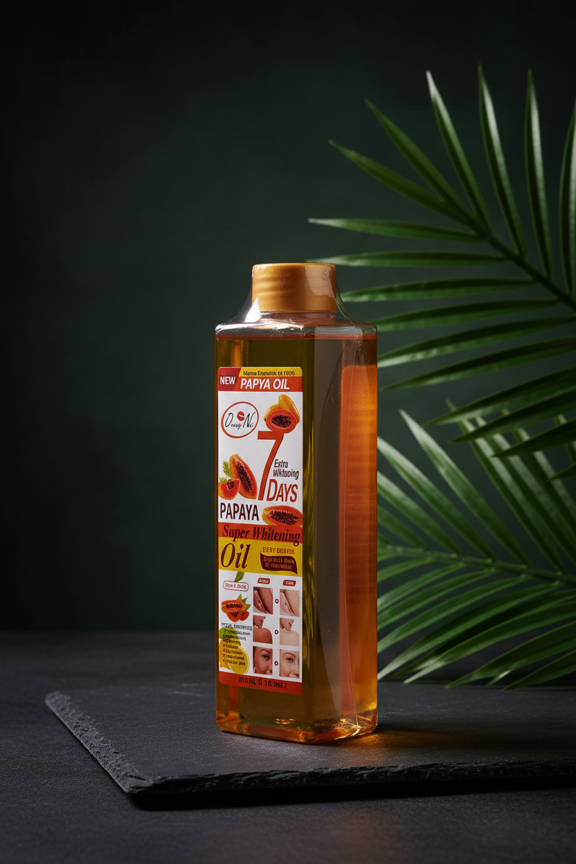 Papaya Oil – Side Angle, Dark Lifestyle