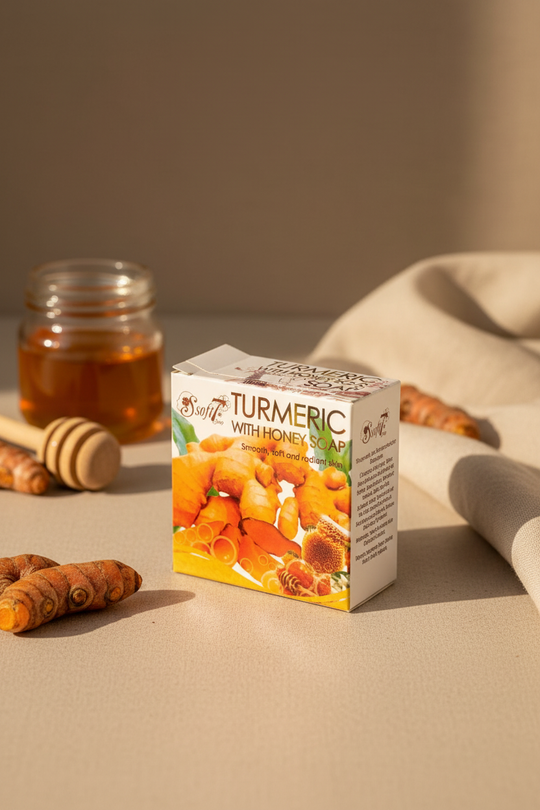 Turmeric Honey Soap – Three-Quarter Angle, Lifestyle